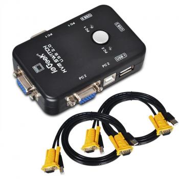 IEgeek KVM USB Switch Box da 2 Porte con Cavo VGA USB per PC, Monitor, Tastiere e Mouse