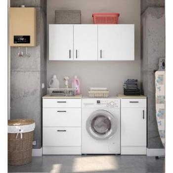 Set de Lavandería Lodrino, Solución Moderna en Blanco y Roble