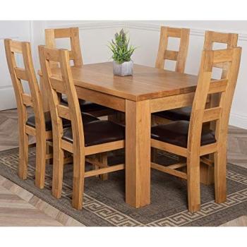 Brown Oak Dakot Dining Set – 127×82 cm Table + 6 Chairs