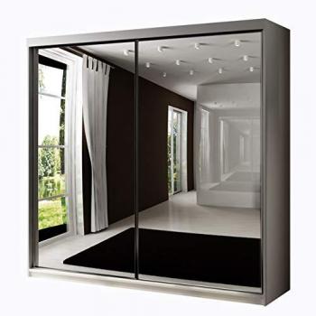 Guardaroba Dover 106 Bianco 200x200x62 cm porte scorrevoli, nessun ripiano, LED integrato