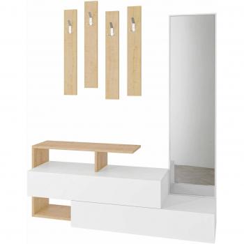 Meuble multifonction d’entrée Dmartne/Dmora « Atrium » – blanc et chêne, 137×35 cm, 54,5 cm
