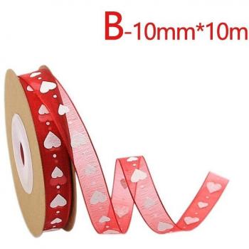 Cinta de envoltura Jacquard, 5m/10m, con diseño de corazones para San Valentín