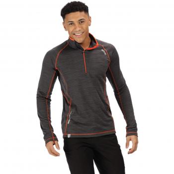 Regatta Herren Yonder Quick Drying Zip Neck Long Sleeve Grid Jersey T-Shirts/Polo-Hemden/Westen, Grey (Khaki)