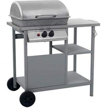 Gasbarbecue met 3-laags zijtafel in zwart en zilver