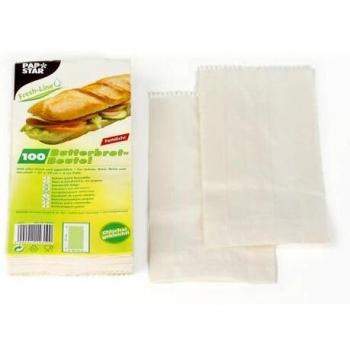 Papstar Sacchetti da Pranzo – 21×10×3 cm, 100 pezzi, Bianco
