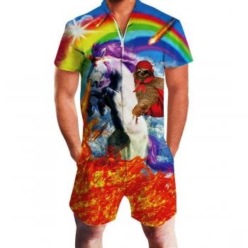 Farbstreifenschnell-Outfit: Herren Regenbogenpferd-Shorts