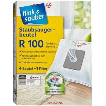 Flink & Sauber Staubsaugerbeutel R 100, 4 Stück, für Bosch / Siemens / Privileg / Profilo / UFESA