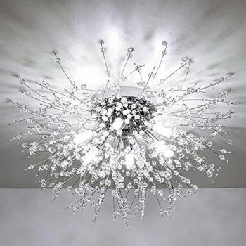 Rayofly Modern Crystal Pendant Light 6 G9 Ceiling Fixture Chrome 4000K