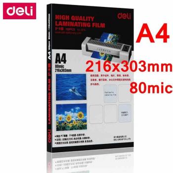 Deli 3816 100 Pack A4 Laminating Pouch Film 80 Micron