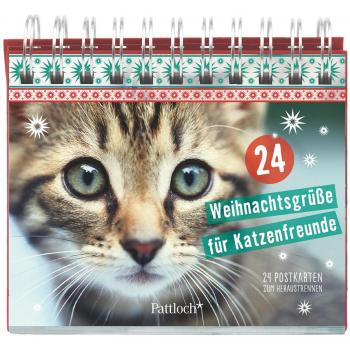 24 Weihnachtsgrüße für Katzenfreunde: Kartenaufsteller