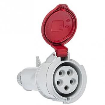 Base aérea IP44 3 polos + neutro + tierra, 400 V, 32 A, 6 h
