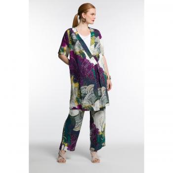 Long Blue Swirl Print Coat, Ulla Popken, 20/22