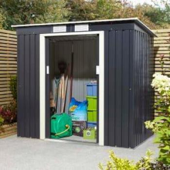 Rowlinson Trentvale 6 x 4ft Metal Pent Garden Storage Shed Dark Grey