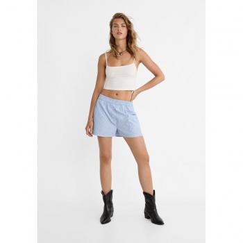 Stradivarius Celeste Popeline Short XS con Righe