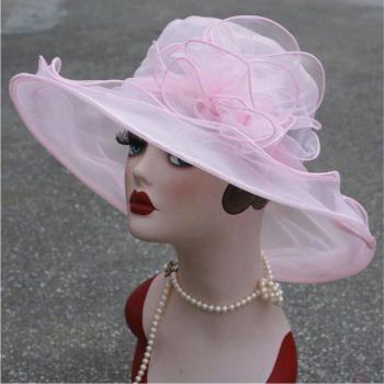 Floral Organza Wide Brim Hat for Women