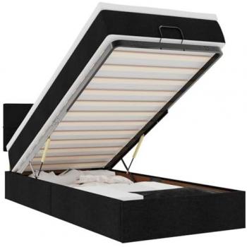 Lit Tissu Noir 100x200 cm avec Matelas Ottoman