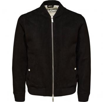 Parka Bomber Stile Militare in Suede Nero