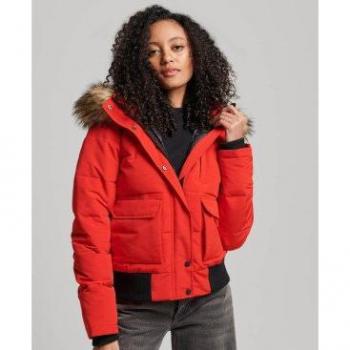 Damen-Jacke Superdry Everest – Rot, Gesteppt, XS (Polyester)