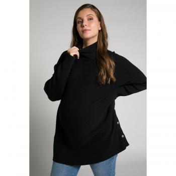 Maglione Bellieva con Collo Alto e Bottoni, Maniche Lunghe, Nero, Donna, Taglie Forti, Ulla Popken