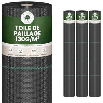 Toile de Paillage SKYLANTERN 150 m² – 3 rouleaux 50 × 1 m – 130 g/m² – Anti-herbe
