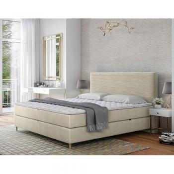 Best Mobilier boxspring en velours côtelé 140x200 cm, beige, dimensions 148x118x209 cm, coffres + surmatelas
