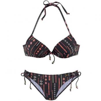 Buffalo Push-Up-Bikini Schwarz mit modischen Zierperlen