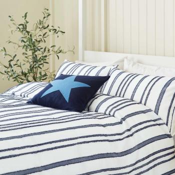 Clipped Stripe Jacquard Duvet Cover Set – Kingsize, Blue