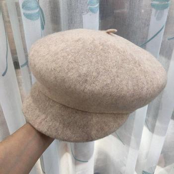 Gorra de lana suave octogonal unisex