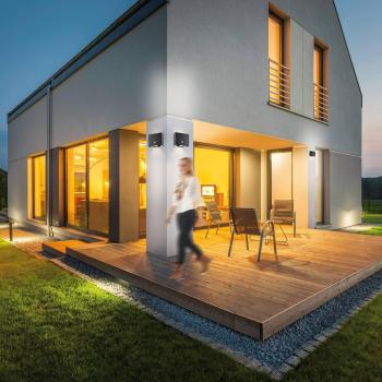 JUST LIGHT AMIN LED-Außenwandlampe, 2-flammig, Akku, schwarz Alu