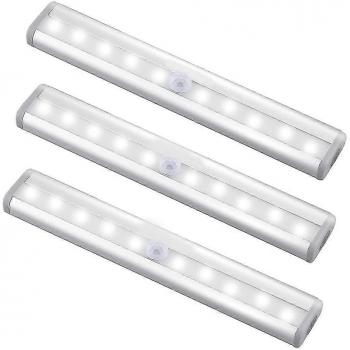 Pack 3x USB Rechargeable, 10 LED, Capteur de Mouvement Magnétique
