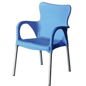 Sillón de jardín apilable, 46x54x86 cm, azul