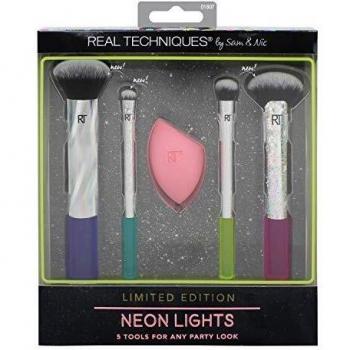 Real Techniques Neon Lights Set: Full Range of Brushes + Miracle Complexion Sponge
