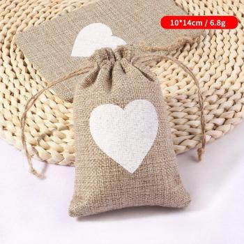 White Khaki Linen Drawstring Bags