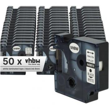 Vhbw 50x Dymo LabelPrinter Compatible Tape – 7m × 6mm Black on White