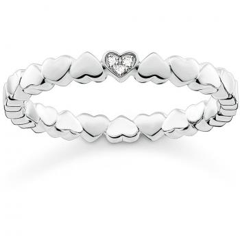 Thomas Sabo Ring für Damen Herz 925 Sterling, weißes Diamanten-Pavé