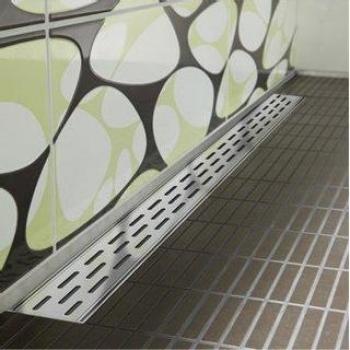 Caniveau de douche en inox Aco 78,5x7 cm, 1,8 cm de haut, natte étanche
