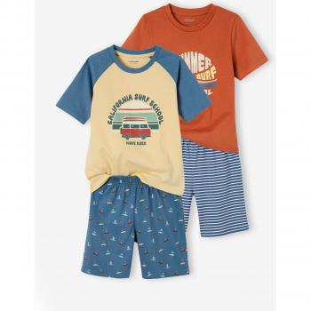 Dúo VERTBAUDET pijama + short niño azul jeans