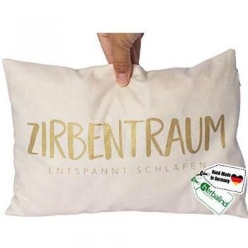 Edles Zirbenkopf‑Kissen – Gold‑Design, 30×20 cm