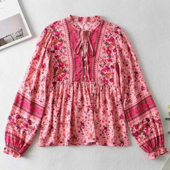 Tapa Boho Mujer: Blusa Floral de Manga Larga