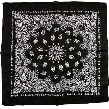 Schwarzes Paisley Bandana 100% Baumwolle