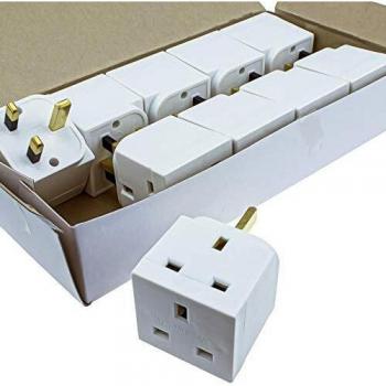 Kenable 10 Pack 2 Way Block Socket Adapter Power Splitter for UK 13A Mains Plugs