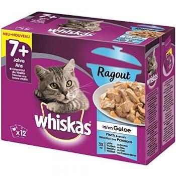 Whiskas Senior 7+ Fischragout Gelée, 12 Portionen à 85 g – Nassfutter