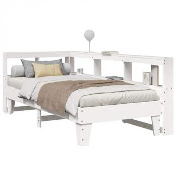 Lit + Bibliothèque 90×190 cm, Blanc, sans matelas – Vidaxl – Bois de Pin