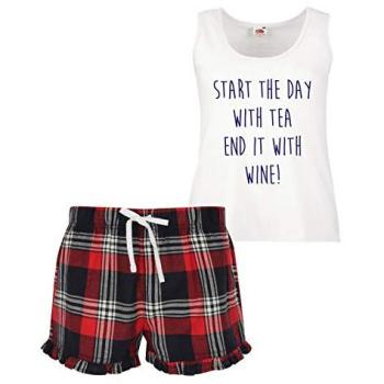 Women’s Quick Flip Teatime to Wine Pajamas – Small, Red