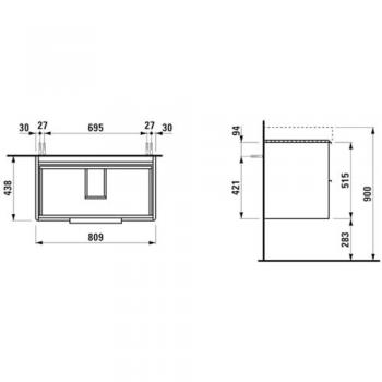 Scaffale basso con due ripiani per lavabo 810x440x530 mm – Laufen