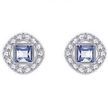 Pendientes Swarovski Angelic para Mujer, Cristal Azul Cuadrado, Baño de Rodio