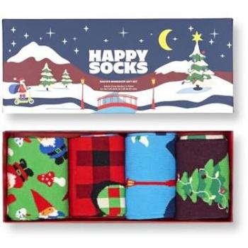Festive Workshop Gift Socks – 4 Pack Green (EU 36‑40 Male)