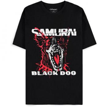 T-Shirt Cyberpunk Samurai Black Dog S a XXL Uomo