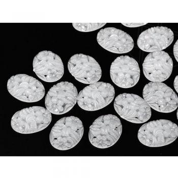 White Alabaster Blüten-Aufnäher – 12 mm × 16 mm, Star Bright, 100 Pcs