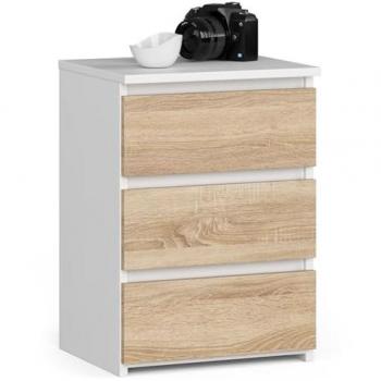 Akord CL3 Blanche – Table de Chevet 40 cm avec Façade Chêne Sonoma